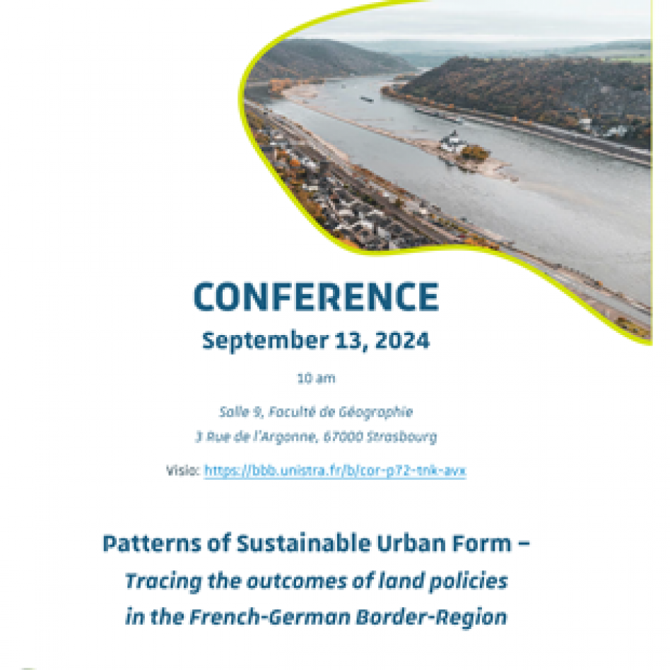 Séminaire le 13 septembre : Patterns of Sustainable Urban Form – Tracing the outcomes of land policies in the French-German Border-Region